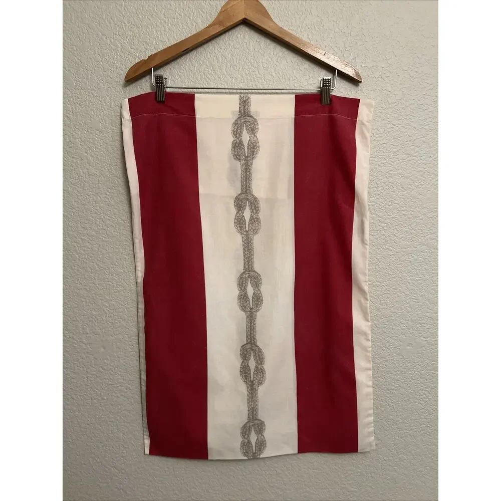 Vintage Nautical Stripe Red Ivory Knot Twin Comforter Duvet & Sham Beach Cottage